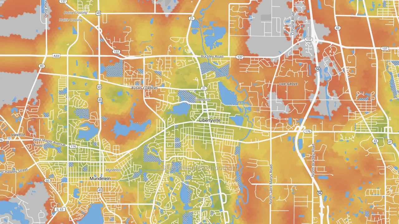 Bike Grade map of Libertyville, IL