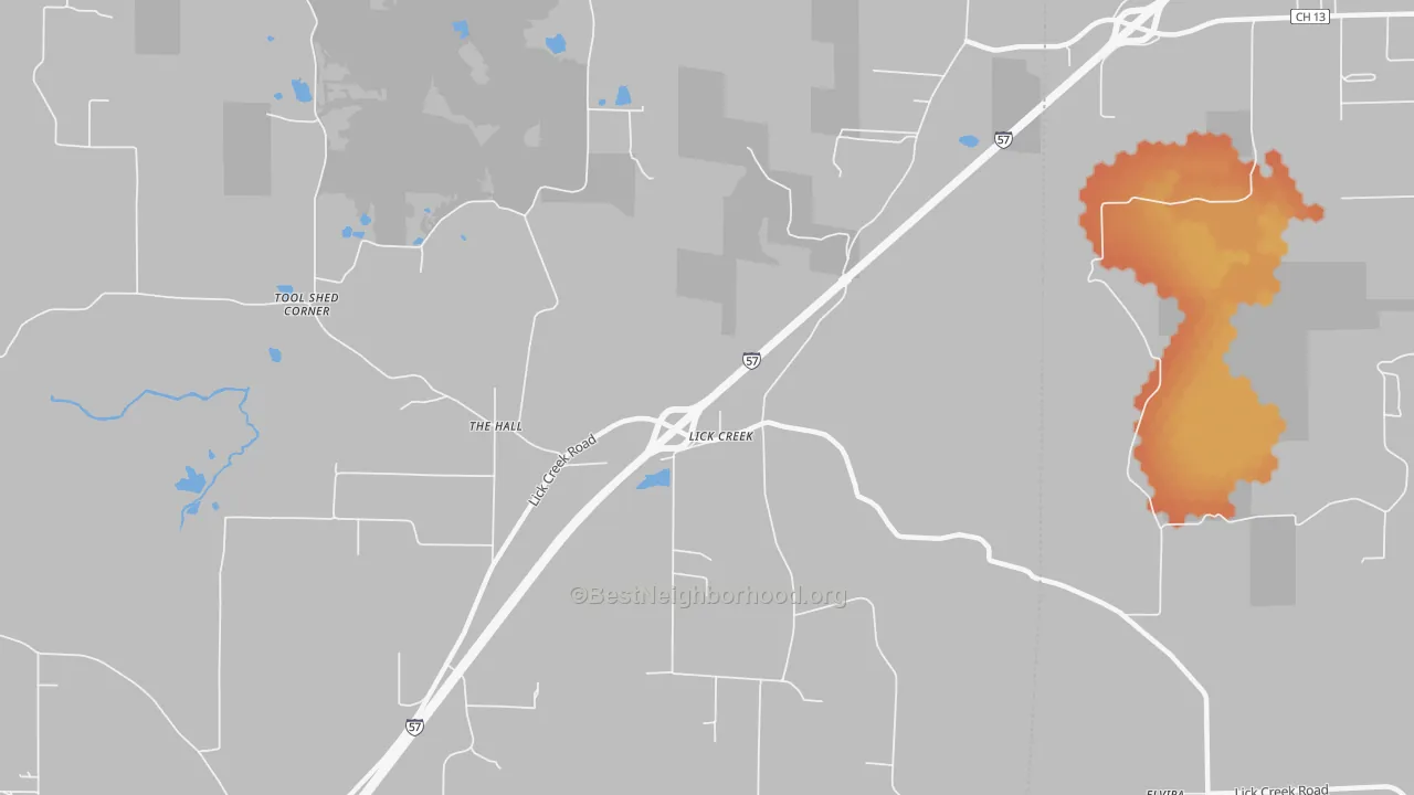 Bike Grade map of Lick Creek, IL