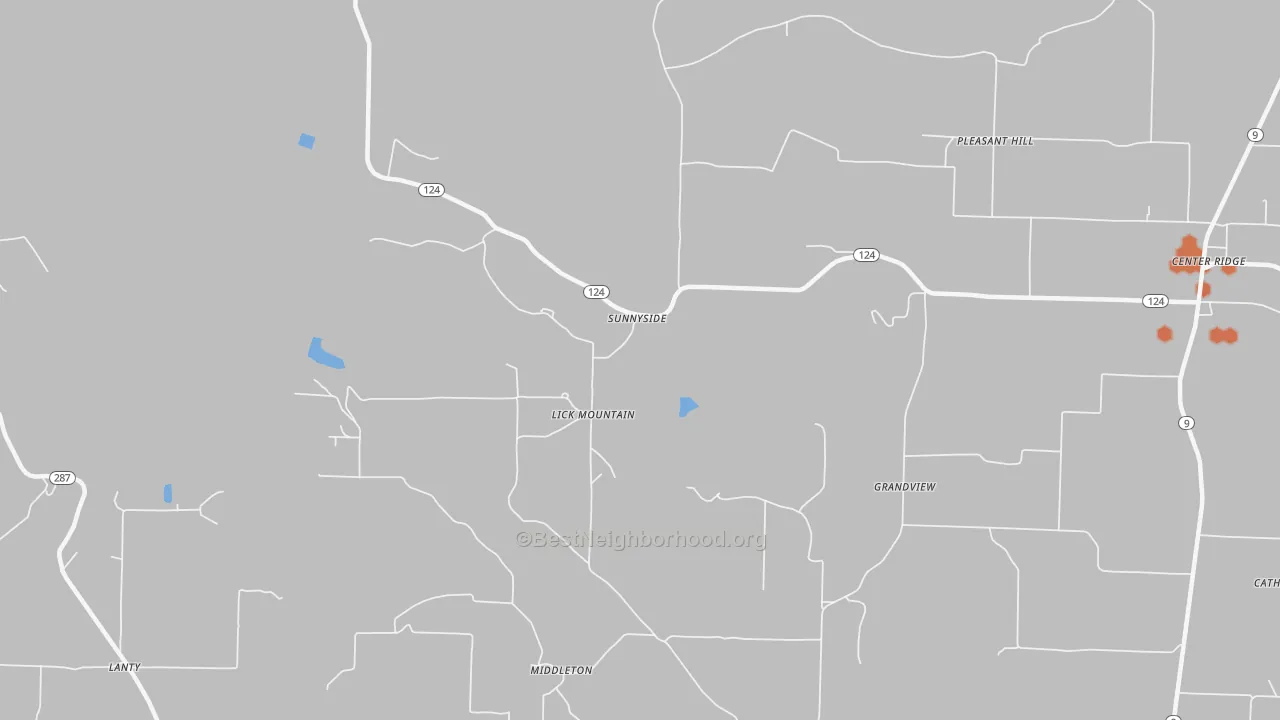 Bike Grade map of Lick Mountain, AR