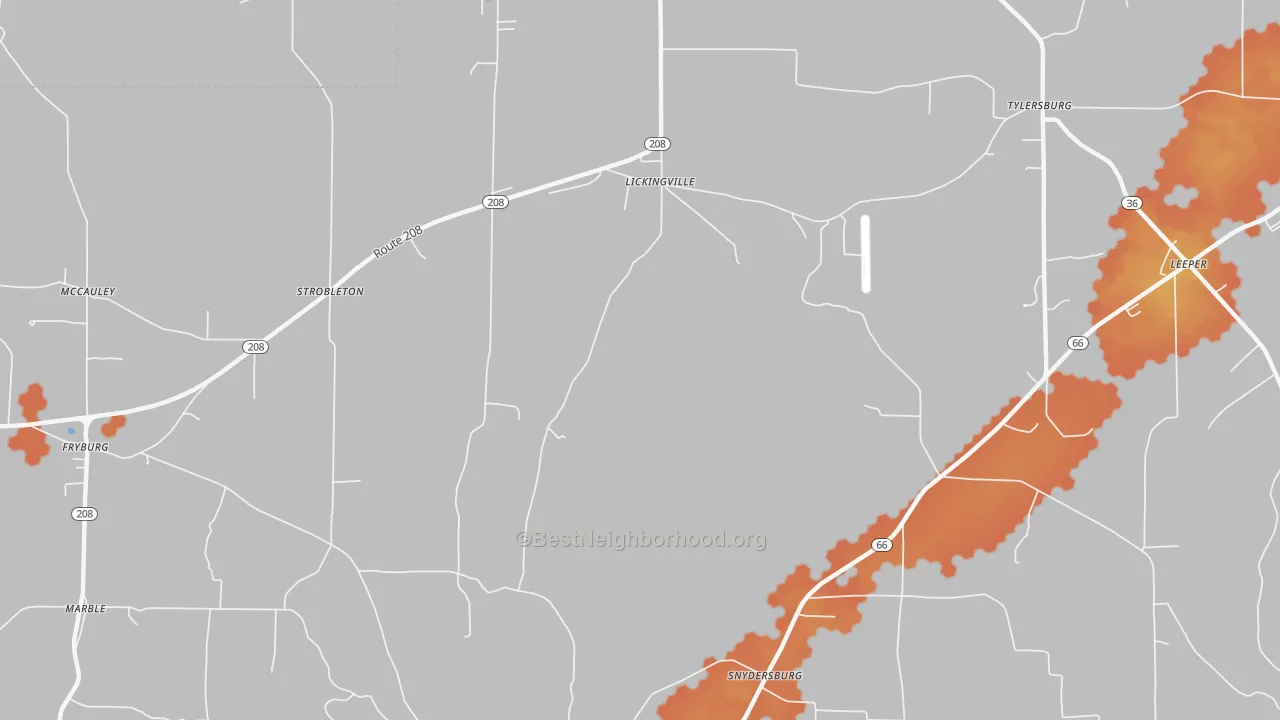 Bike Grade map of Lickingville, PA