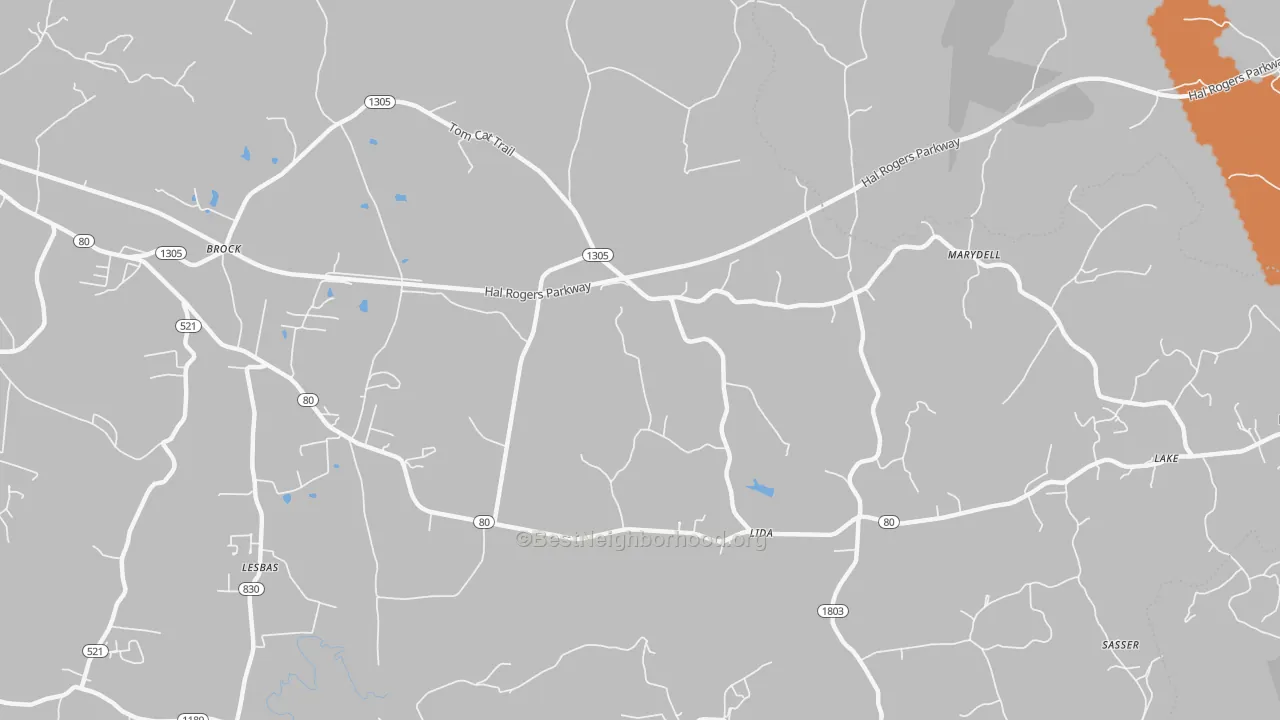 Bike Grade map of Lida, KY