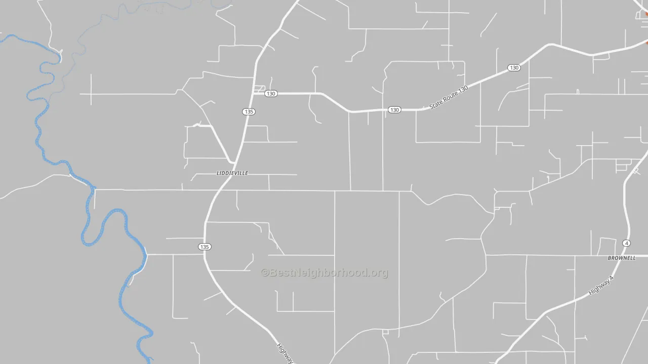 Bike Grade map of Liddieville, LA