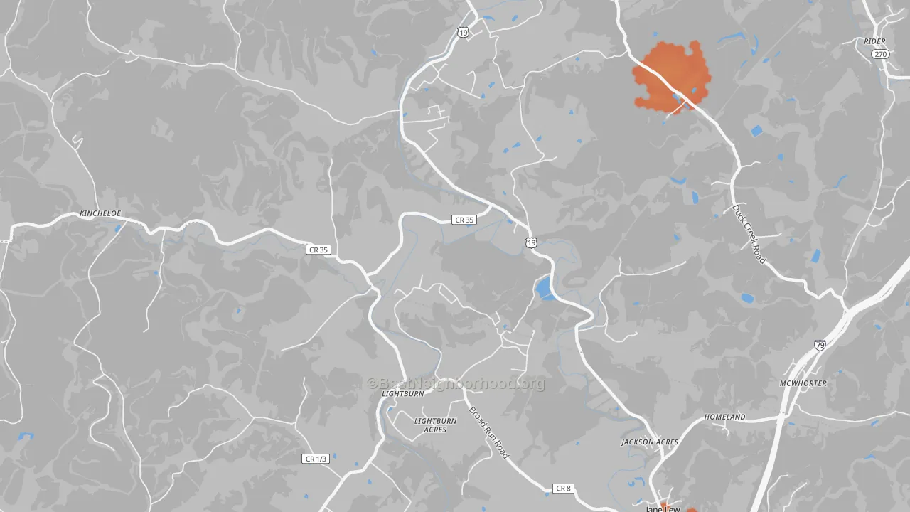Bike Grade map of Lightburn, WV