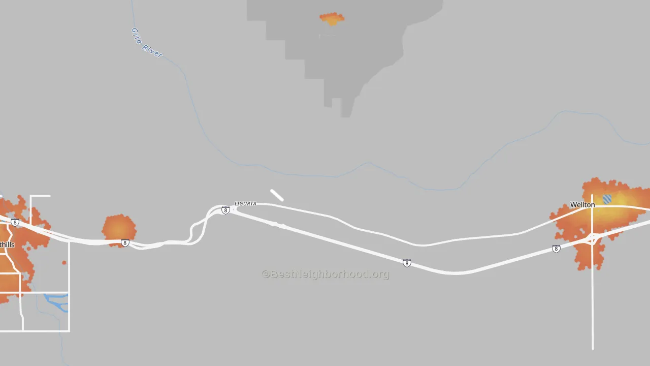 Bike Grade map of Ligurta, AZ
