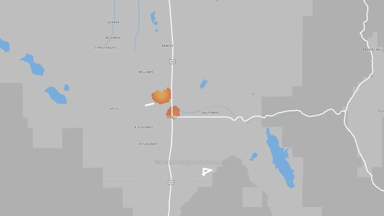 Bike Grade map of Likely, CA