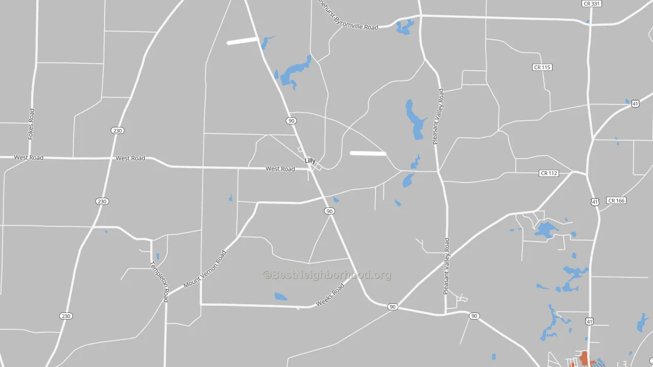 Bike Grade map of Lilly, GA