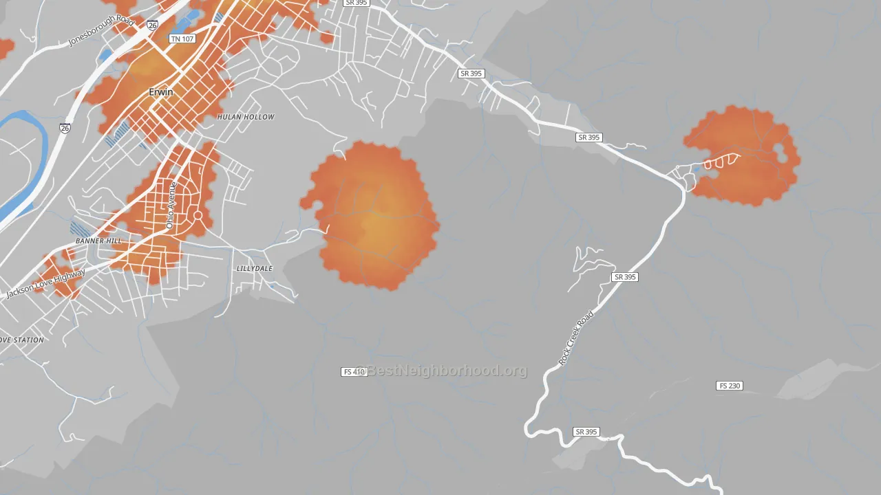 Bike Grade map of Lillydale, TN