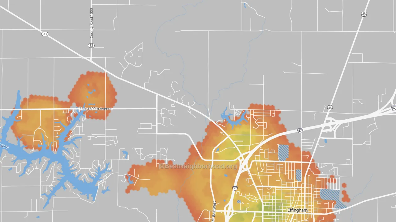 Bike Grade map of Lillyville, IL