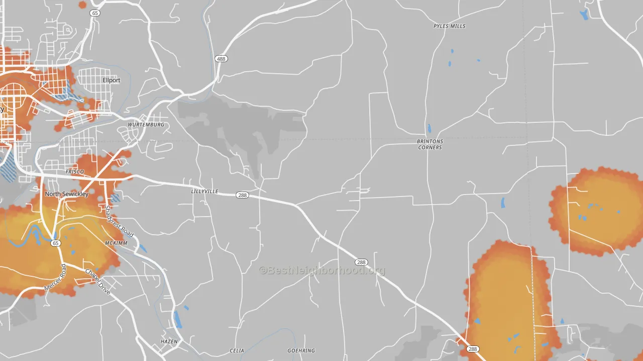 Bike Grade map of Lillyville, PA