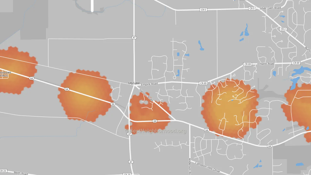 Bike Grade map of Lily Lake, IL
