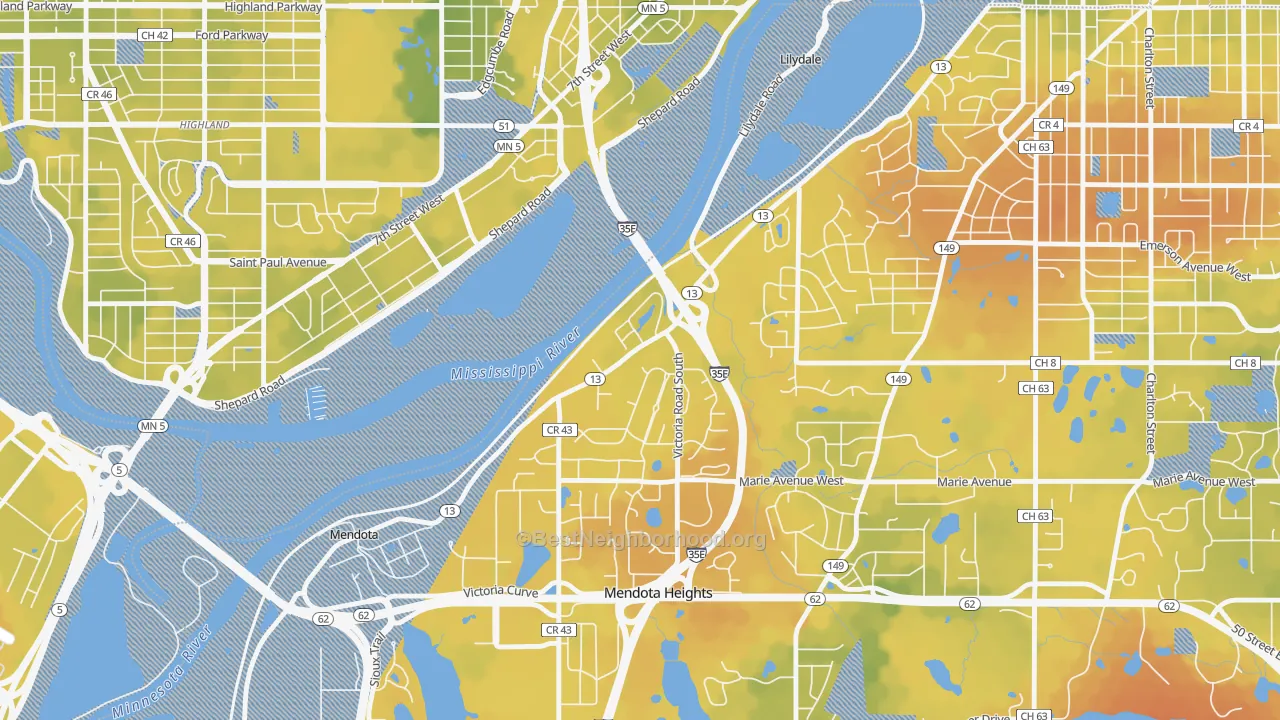 Bike Grade map of Lilydale, MN