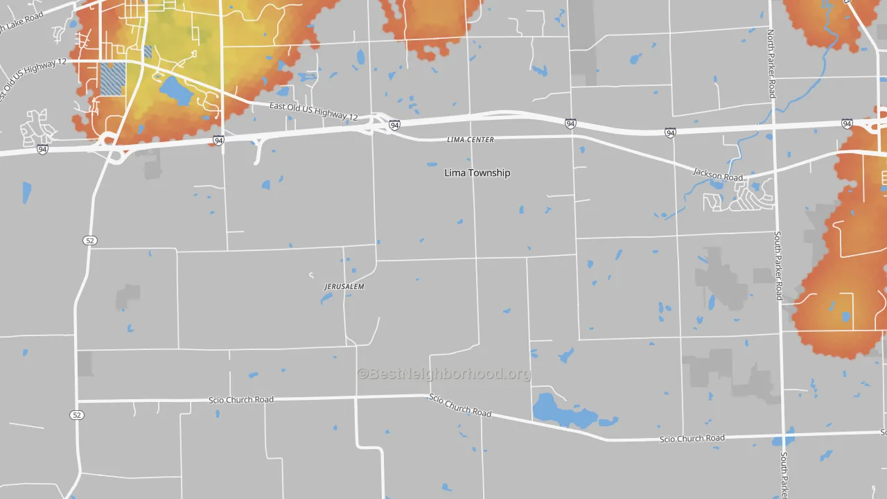 Bike Grade map of Lima Center, MI