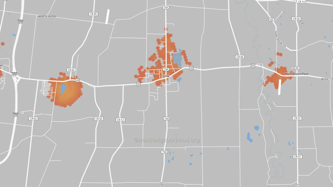 Bike Grade map of Lima, NY