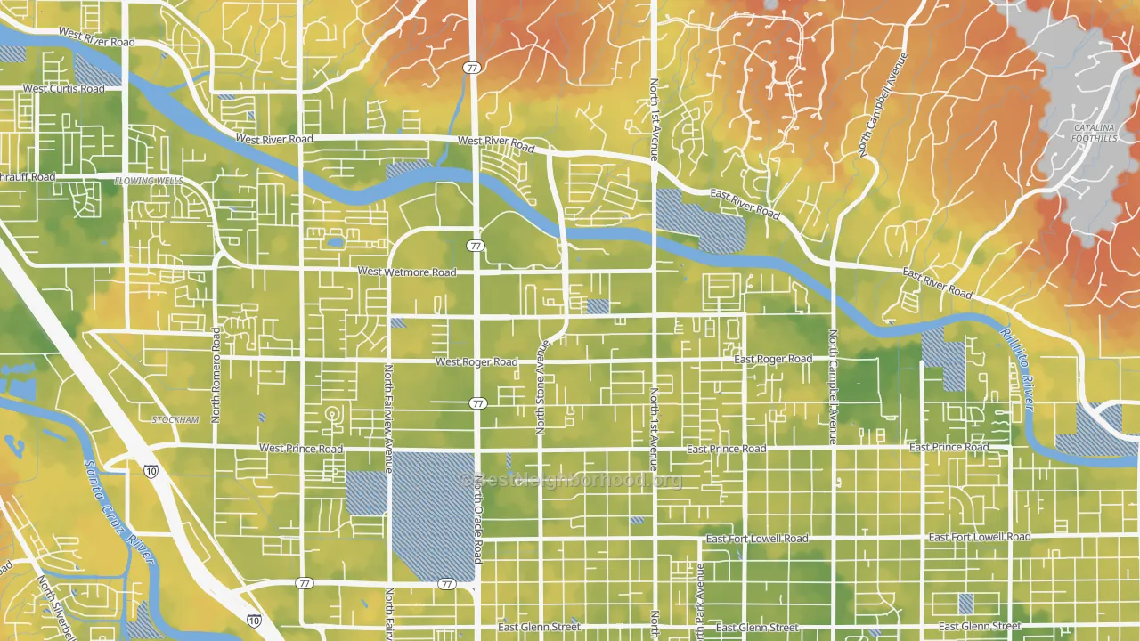 Bike Grade map of Limberlost, Tucson, AZ