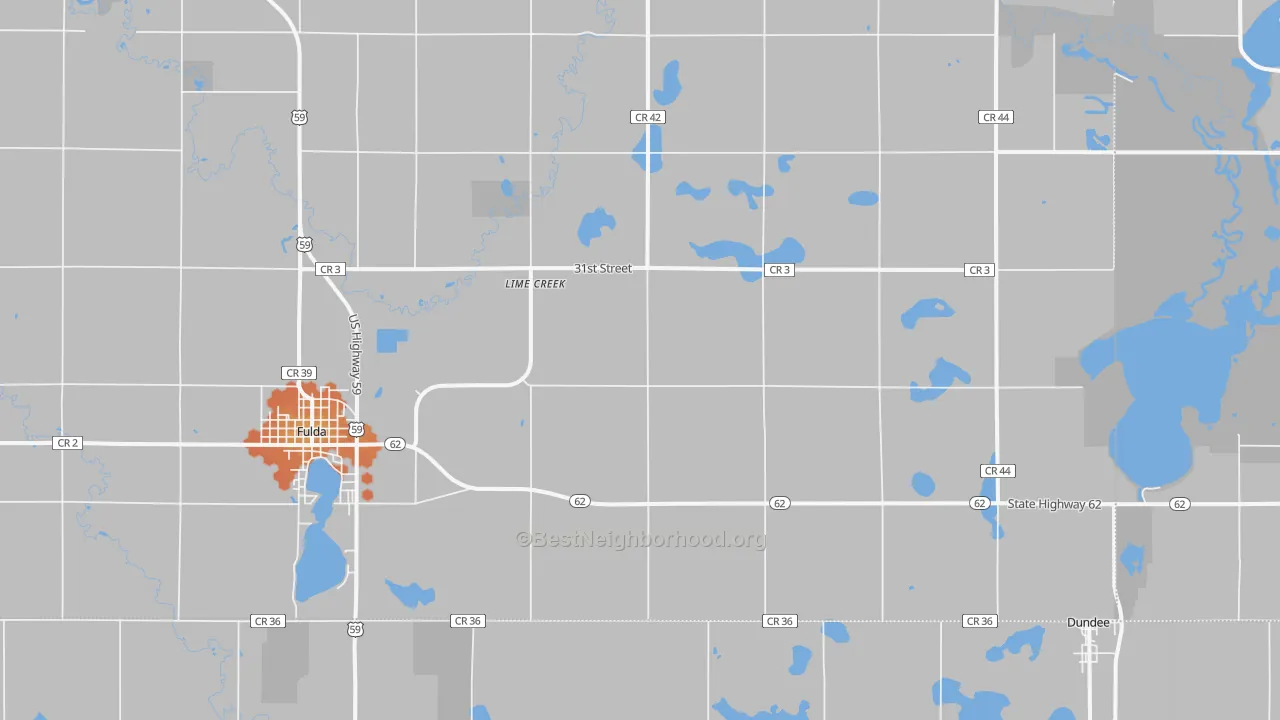 Bike Grade map of Lime Creek, MN