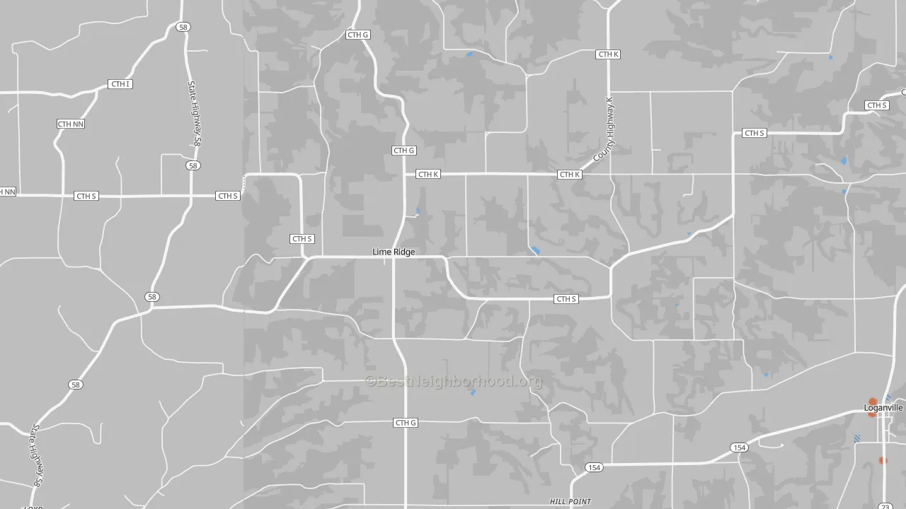 Bike Grade map of Lime Ridge, WI