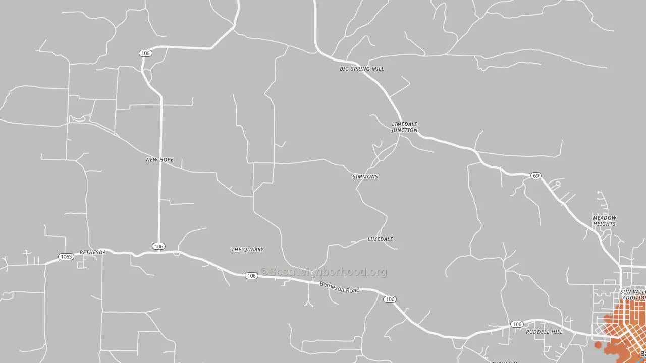 Bike Grade map of Limedale, AR