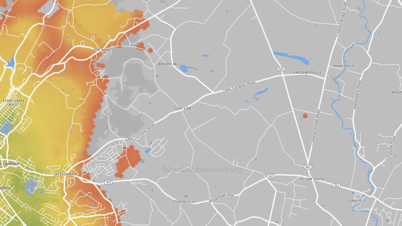 Bike Grade map of Limekiln, PA