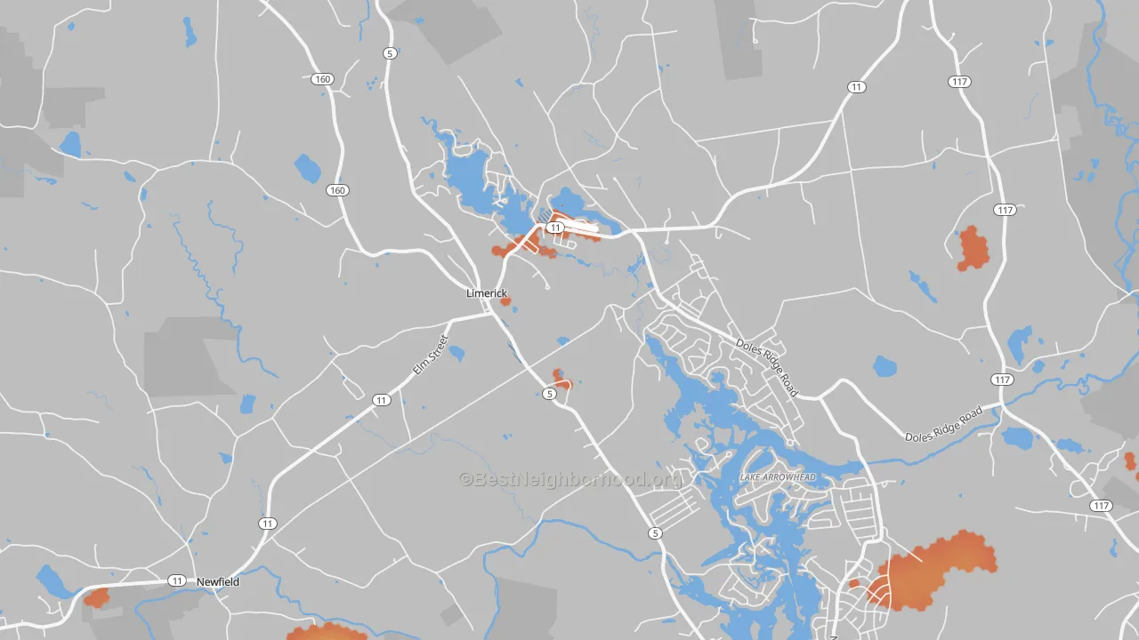 Bike Grade map of Limerick, ME