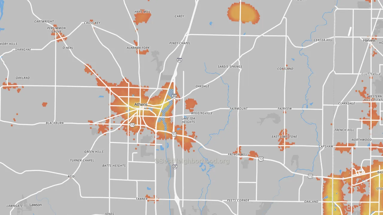 Bike Grade map of Limestone County, AL