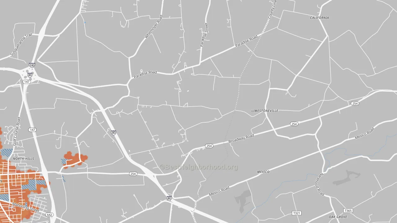 Bike Grade map of Limestoneville, PA