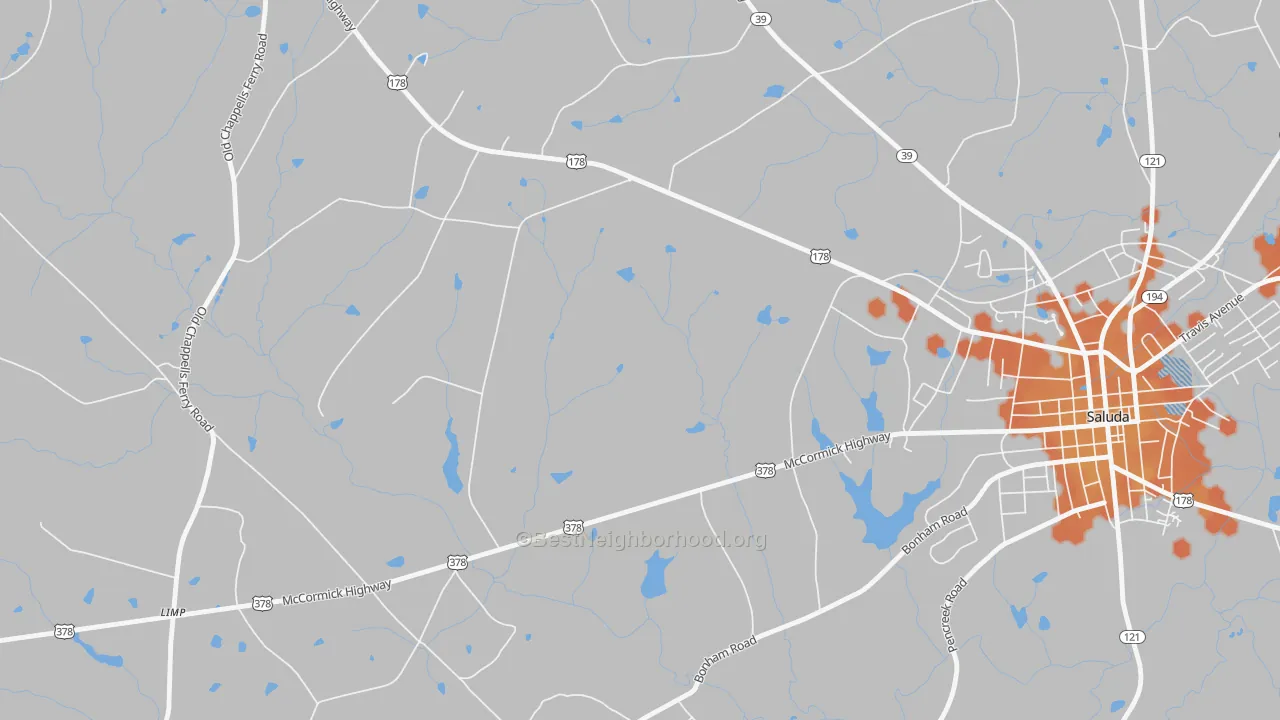 Bike Grade map of Limp, SC