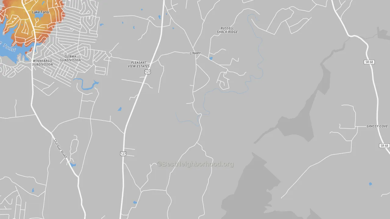 Bike Grade map of Linary, TN