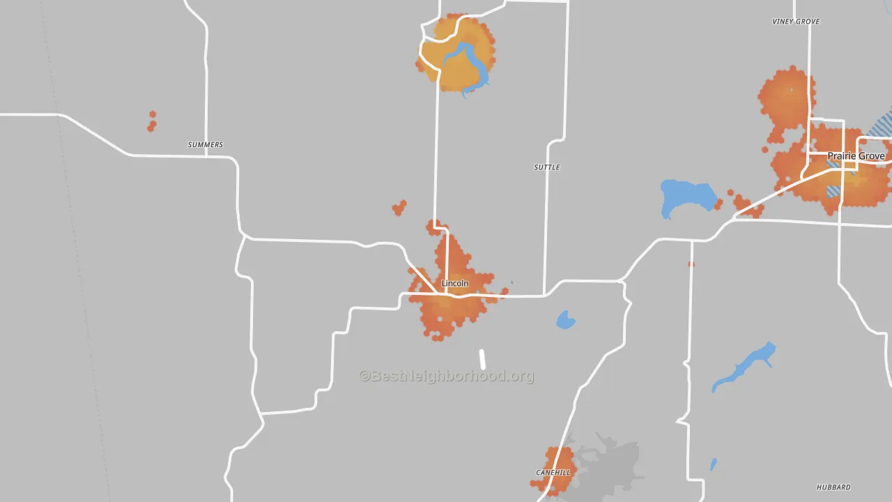 Bike Grade map of Lincoln, AR