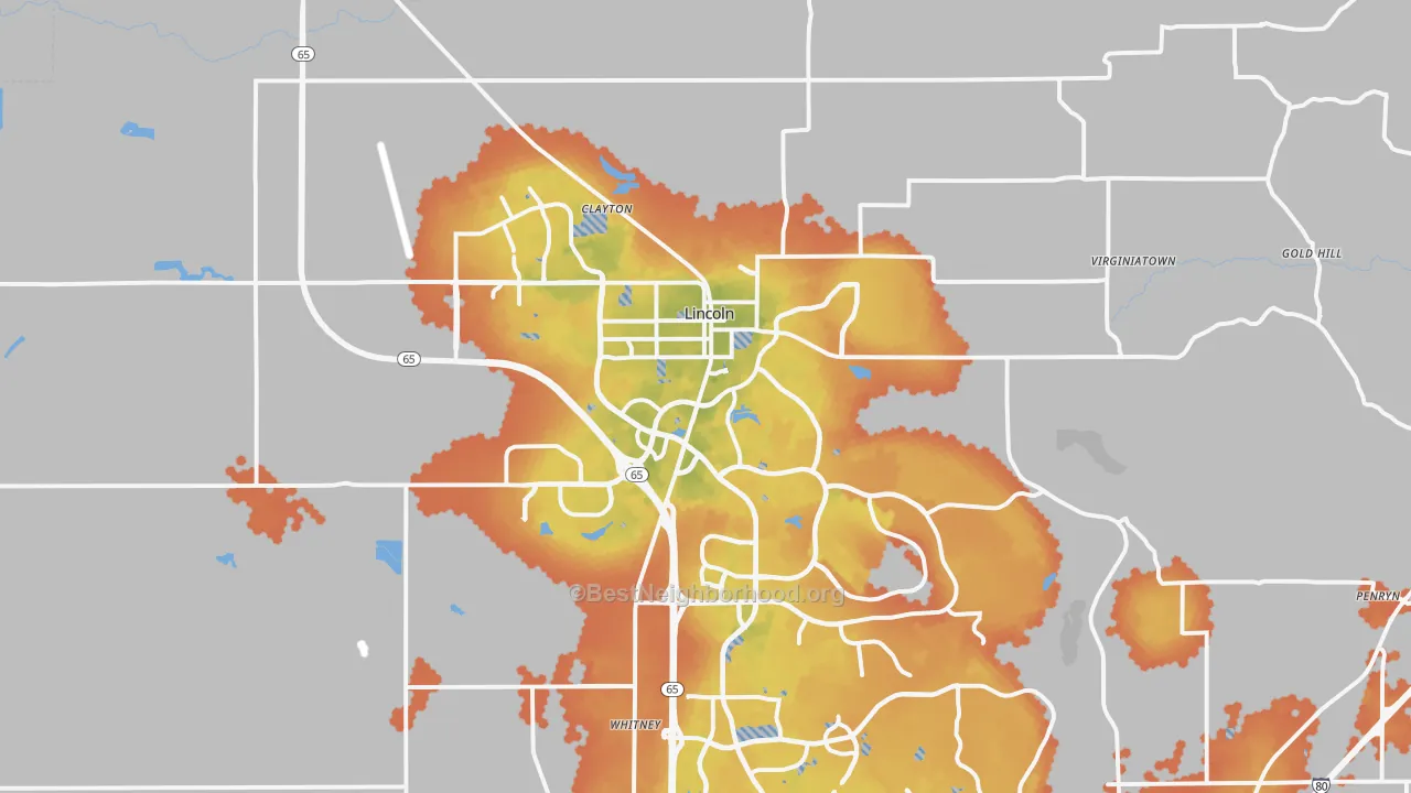 Bike Grade map of Lincoln, CA
