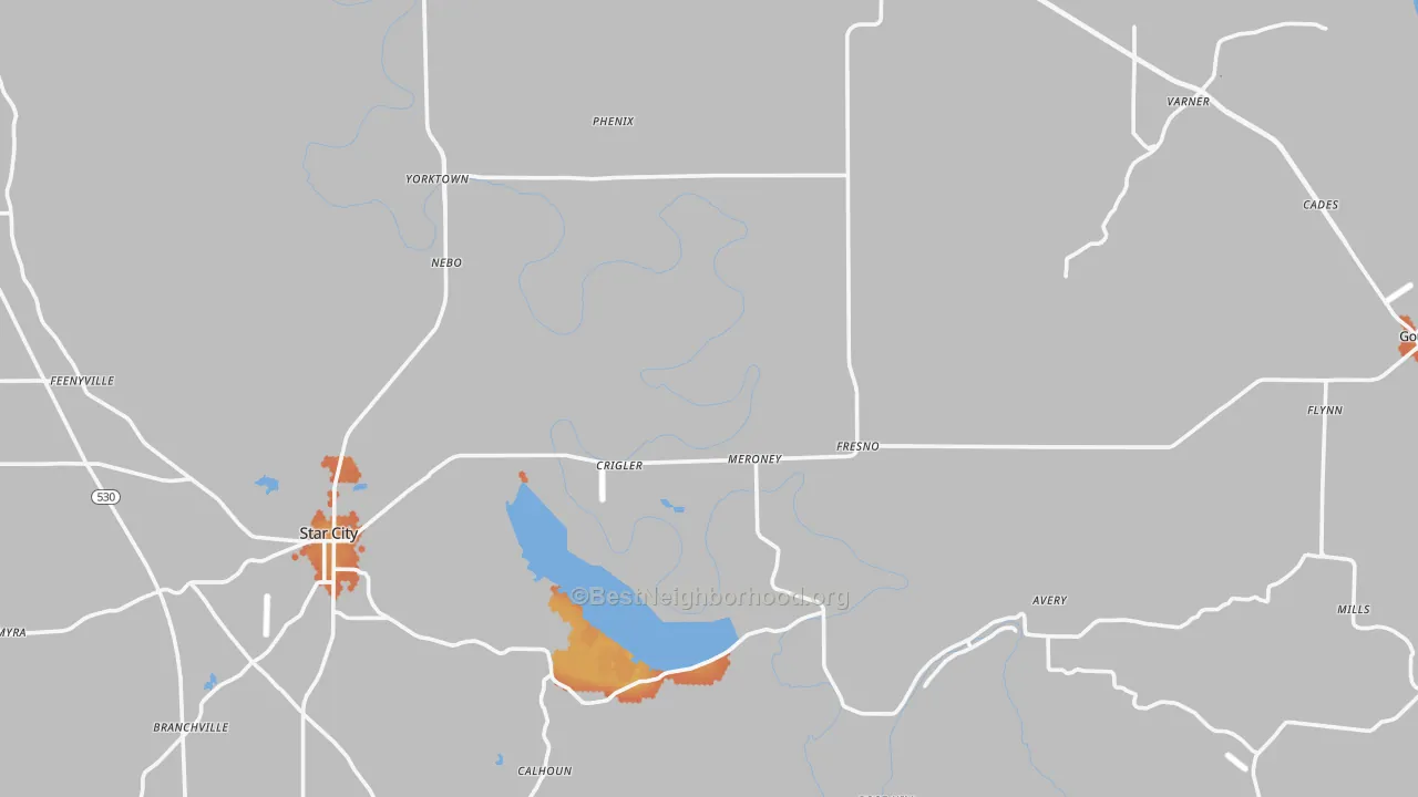 Bike Grade map of Lincoln County, AR