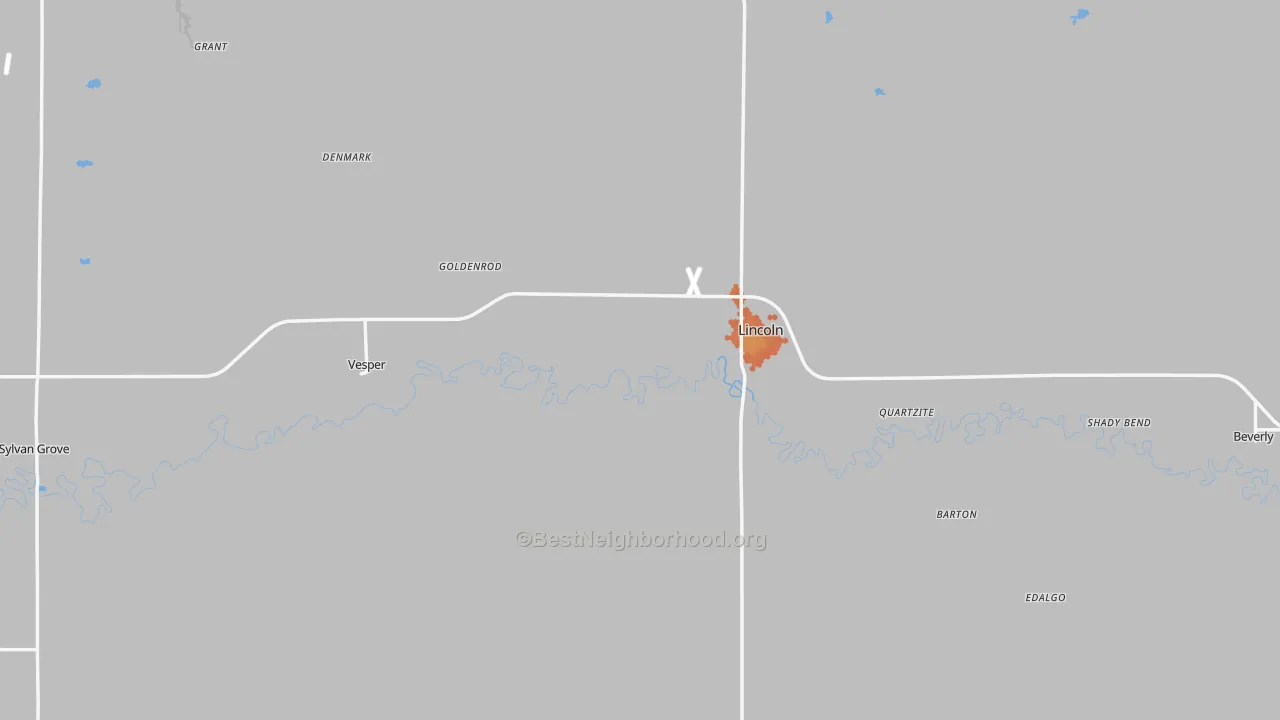 Bike Grade map of Lincoln County, KS