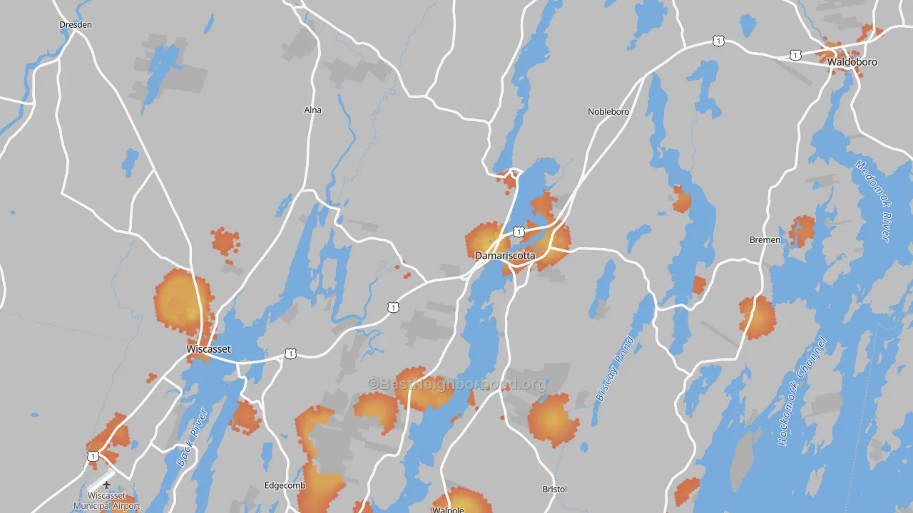 Bike Grade map of Lincoln County, ME