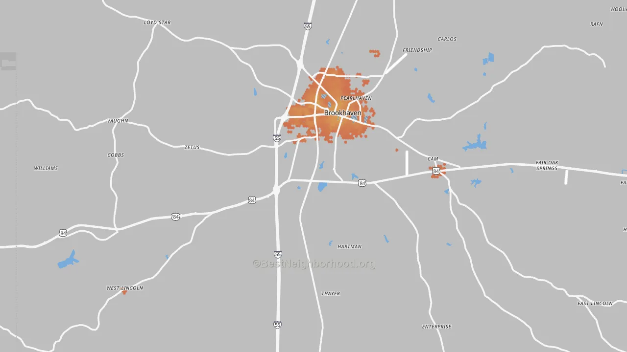 Bike Grade map of Lincoln County, MS