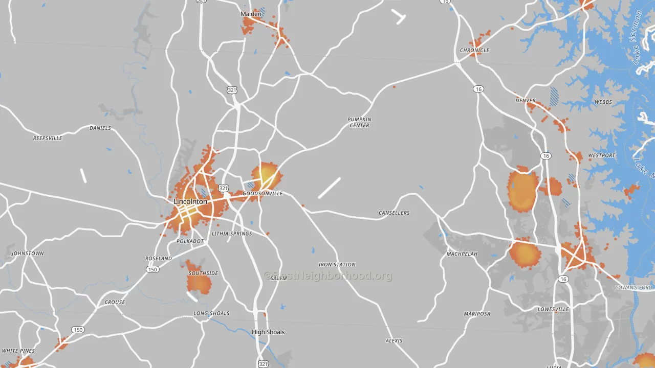 Bike Grade map of Lincoln County, NC