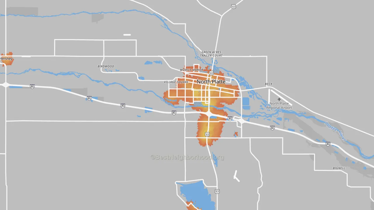 Bike Grade map of Lincoln County, NE
