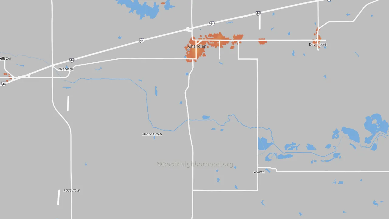 Bike Grade map of Lincoln County, OK