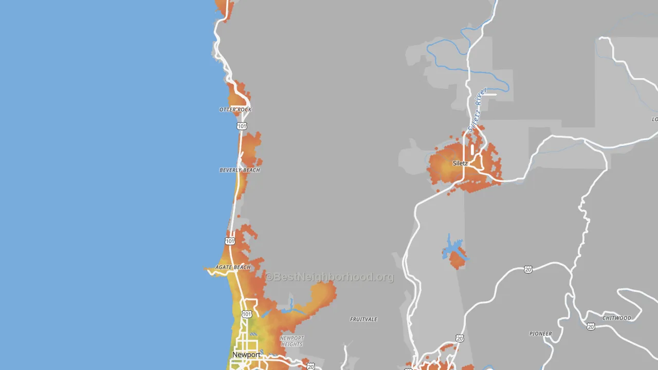 Bike Grade map of Lincoln County, OR