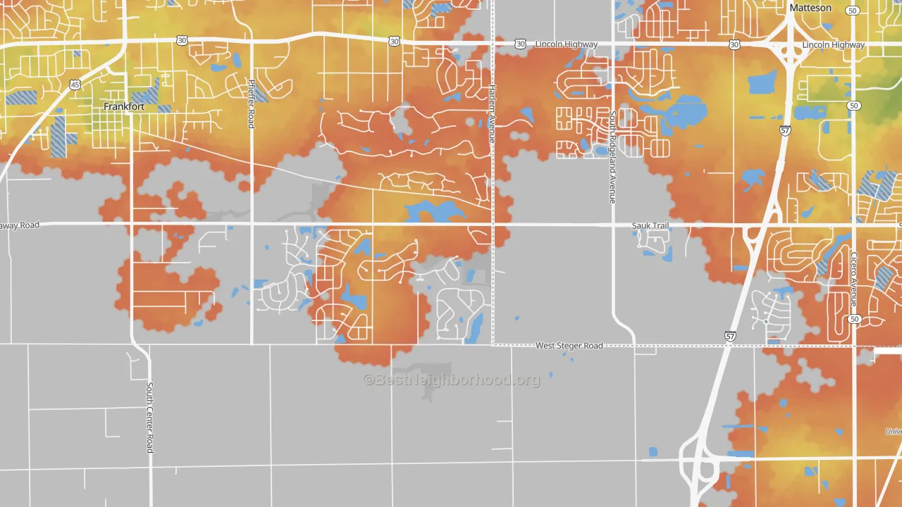 Bike Grade map of Lincoln Estates, IL