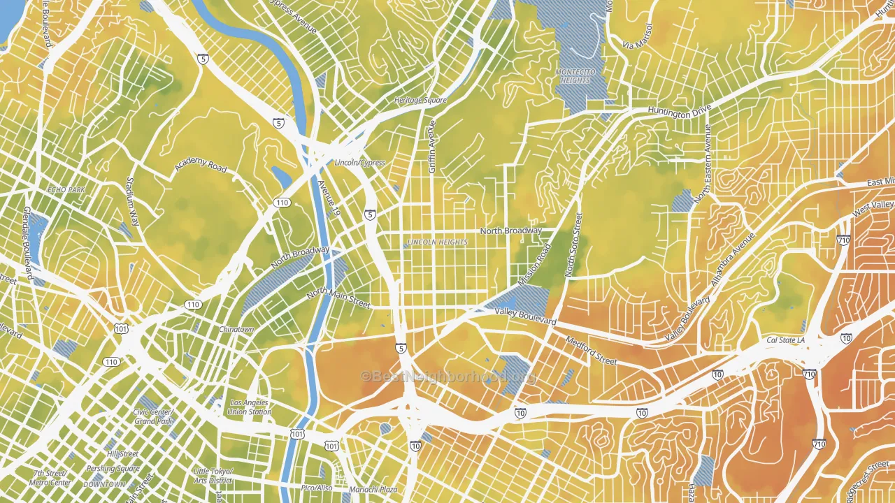 Bike Grade map of Lincoln Heights, Los Angeles, CA