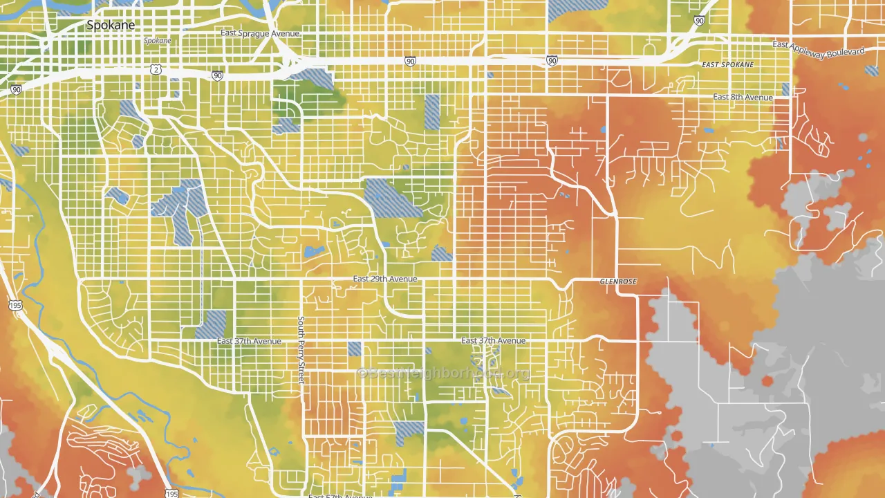 Bike Grade map of Lincoln Heights, Spokane, WA