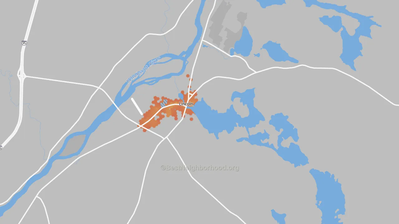 Bike Grade map of Lincoln, ME
