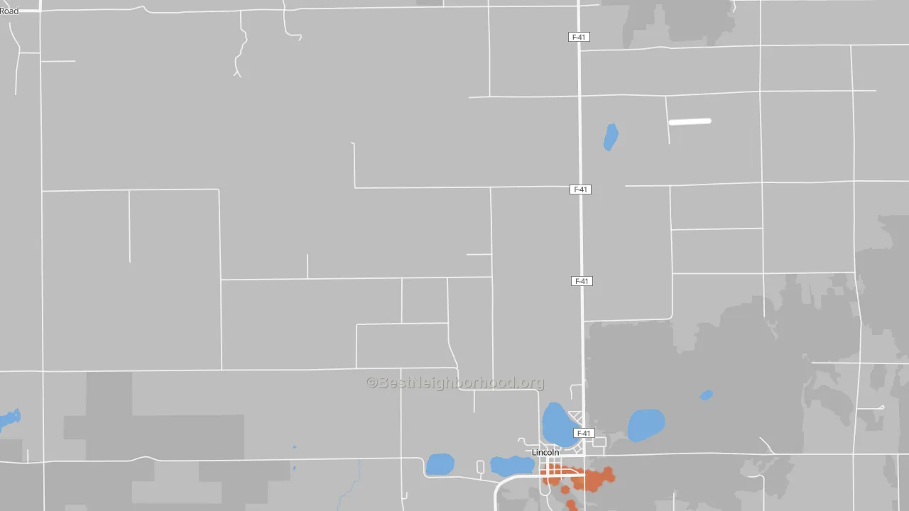 Bike Grade map of Lincoln, MI
