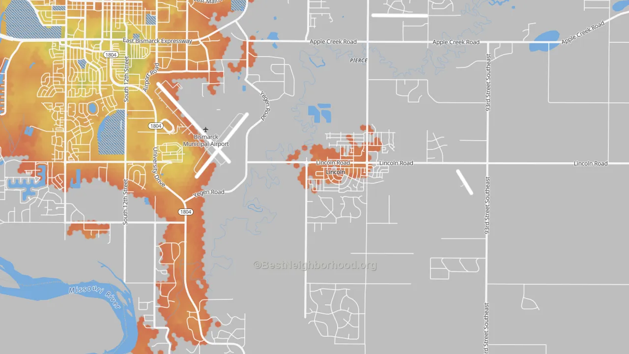 Bike Grade map of Lincoln, ND
