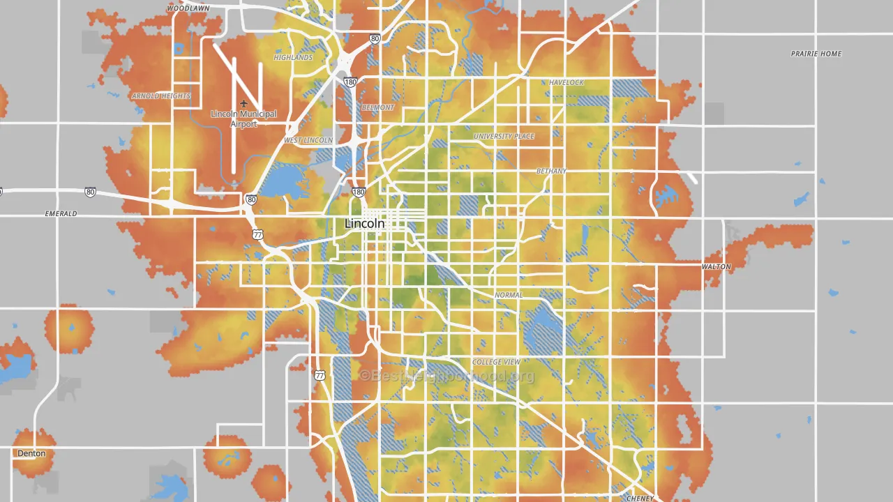 Bike Grade map of Lincoln, NE