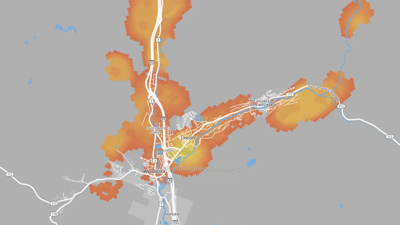 Bike Grade map of Lincoln, NH
