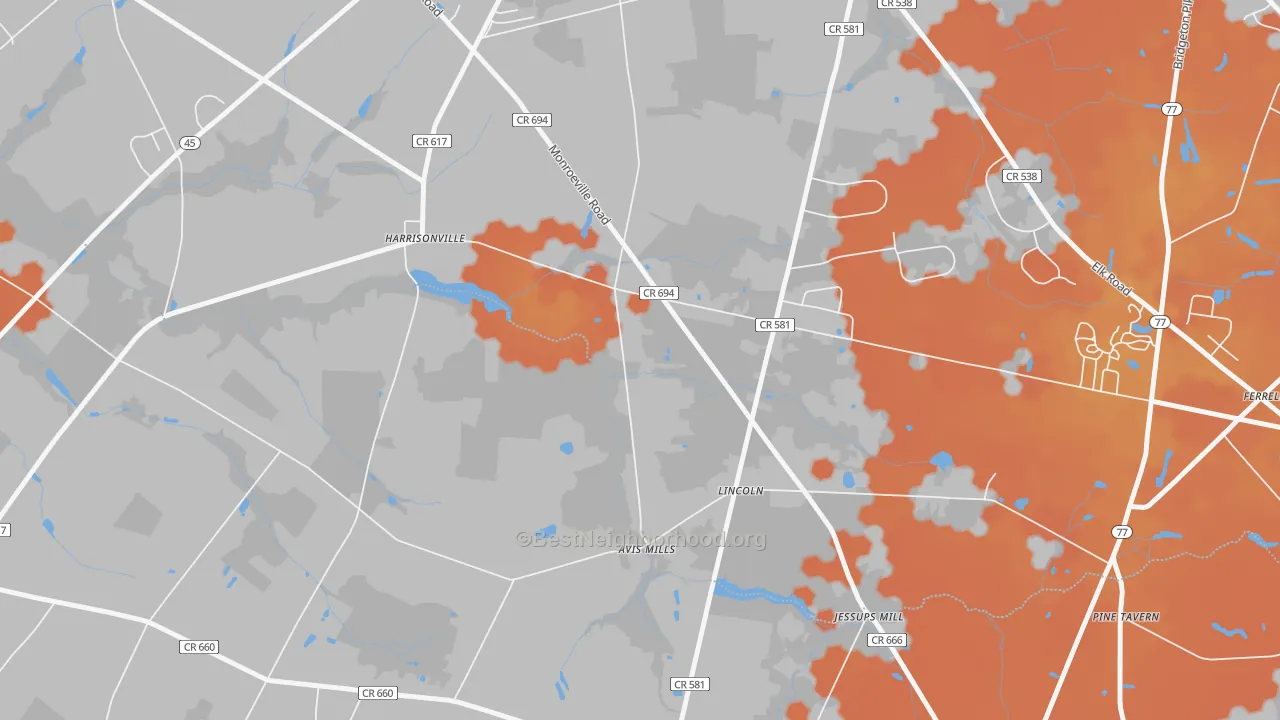 Bike Grade map of Lincoln, NJ