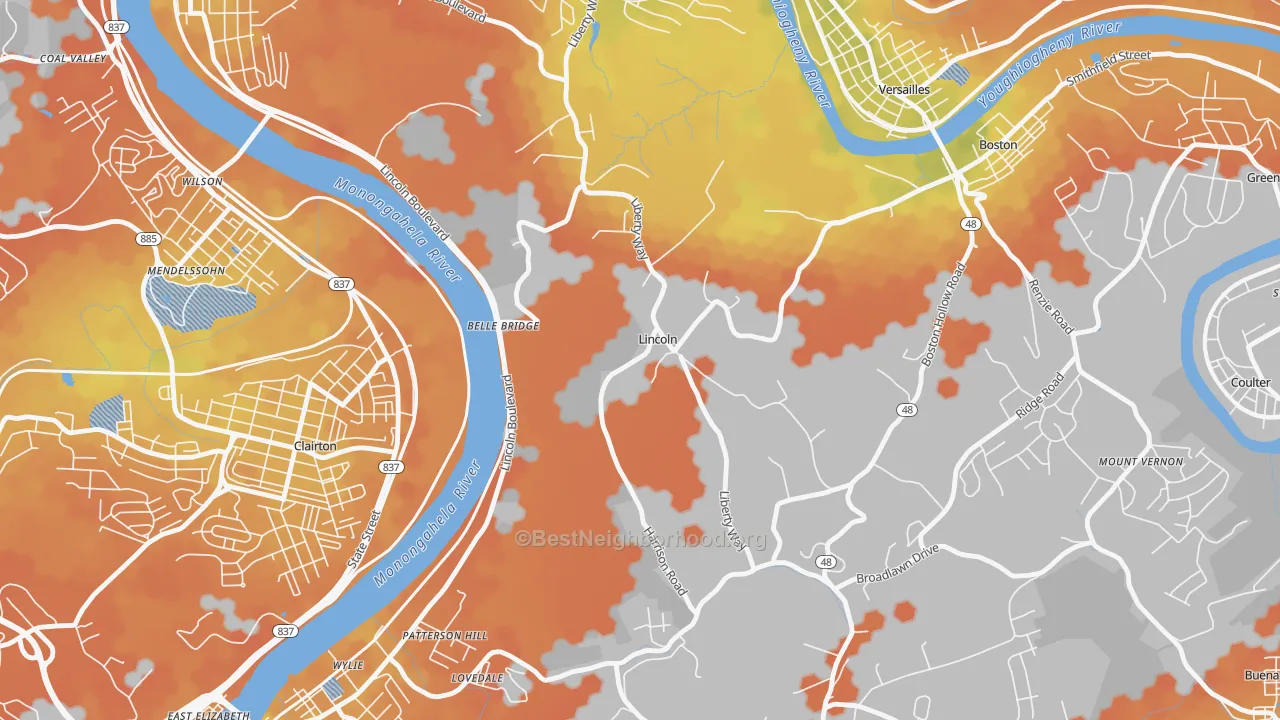 Bike Grade map of Lincoln, PA
