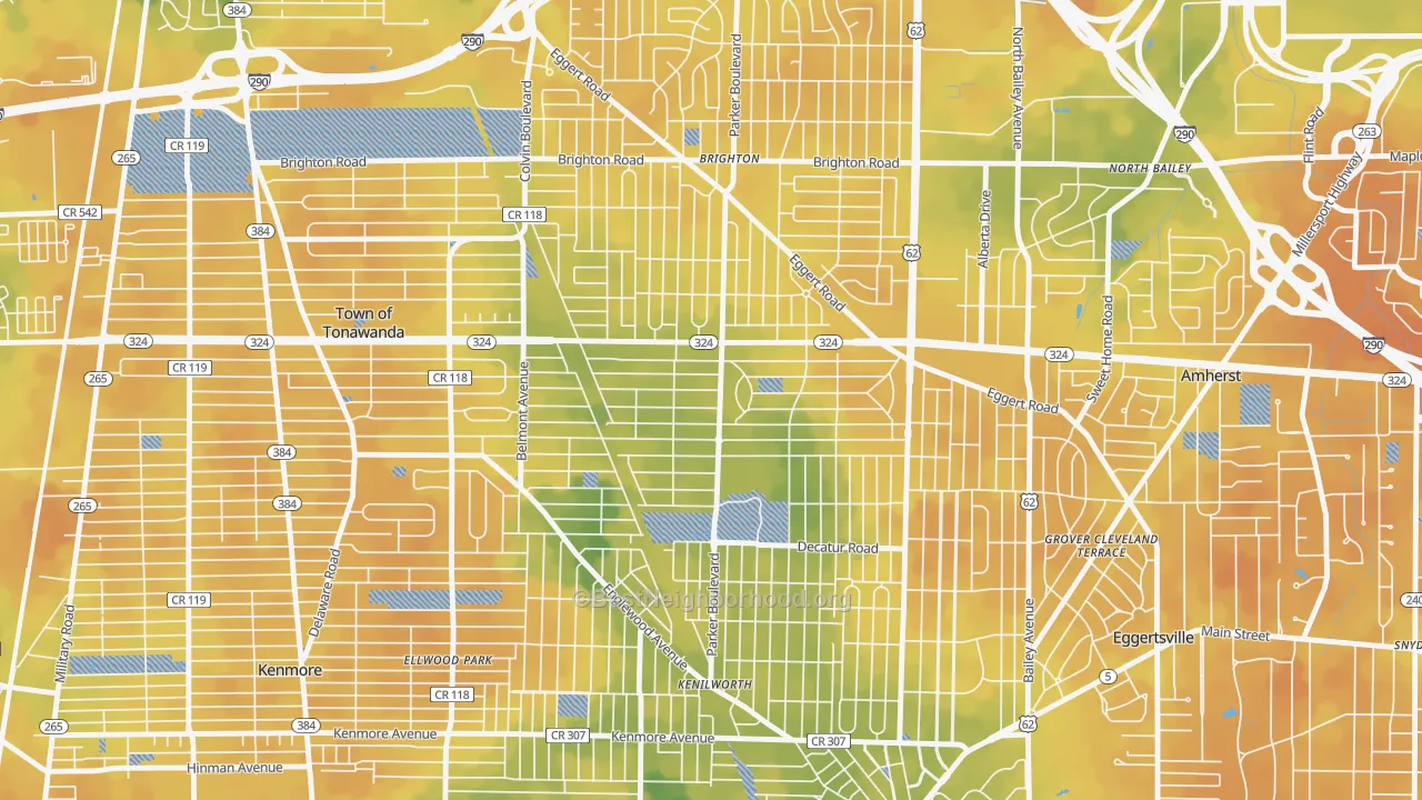 Bike Grade map of Lincoln Park-Buffalo, Tonawanda, NY