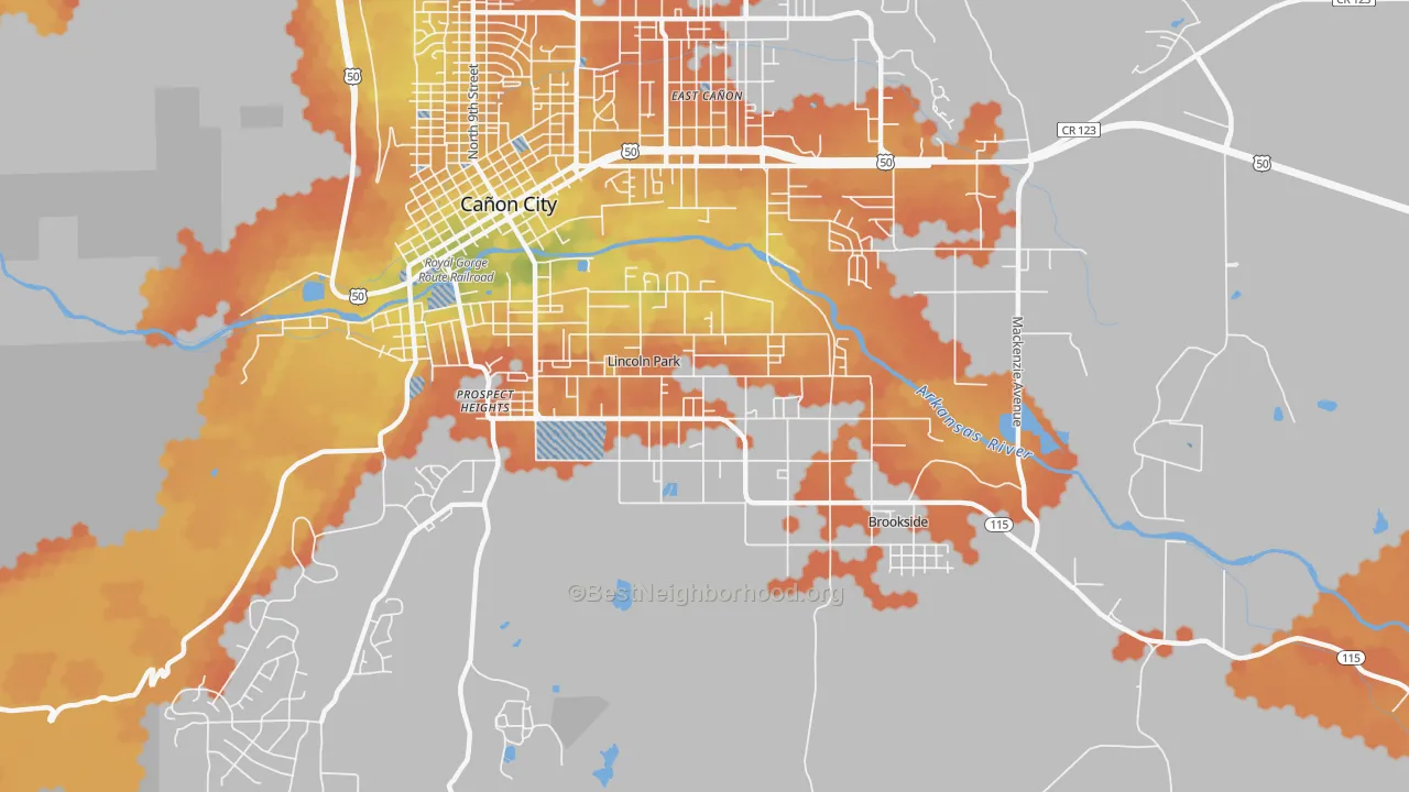 Bike Grade map of Lincoln Park, CO