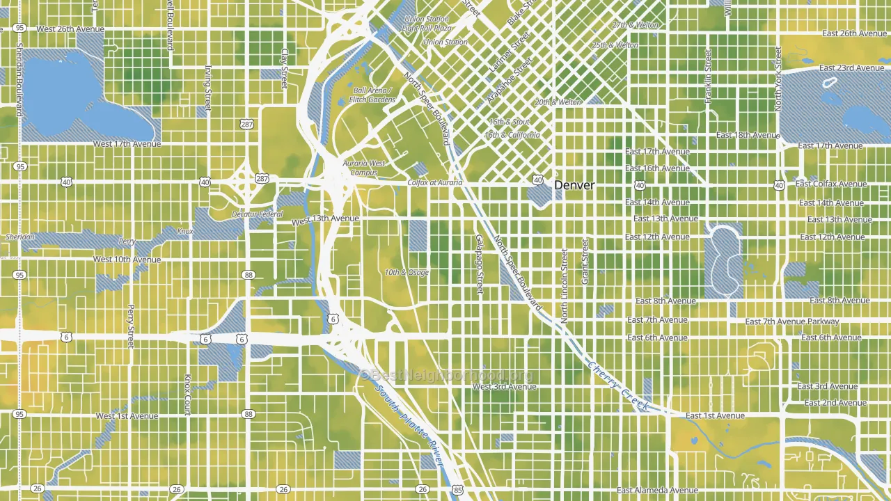 Bike Grade map of Lincoln Park, Denver, CO
